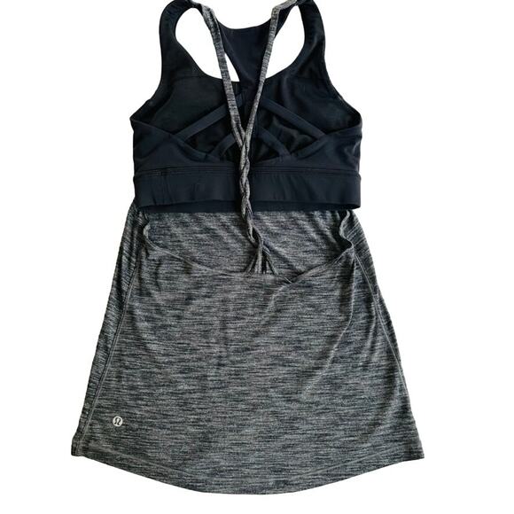 Lululemon Twist & Toil Tank Size 4 Heathered Black Grey 2-in-1 Bra Tank - Picture 5 of 8